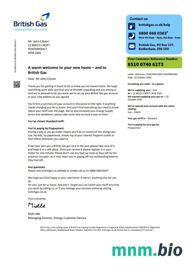 Szablon brytyjskiego rachunku za media w Wielkiej Brytanii w formacie Word i PDF, Wersja 2